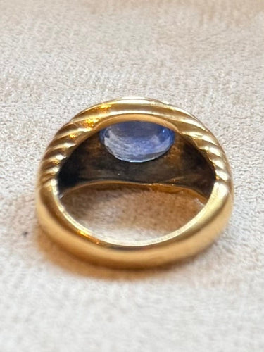 Bague 46 Chevalière - Bague jonc en or jaune saphir de Ceylan 58 Facettes gym