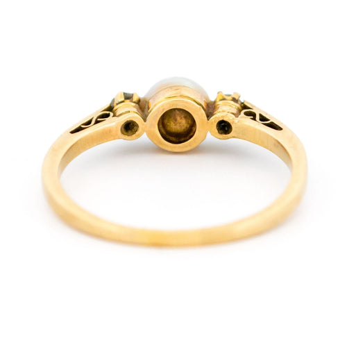 Bague 57 Bague trilogie en or 14 carats avec perle et diamants 58 Facettes 86ECCE0C24B745D3A3408B5DEF5041B2