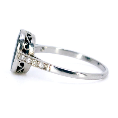 Bague 53.5 Bague en platine avec saphir et diamants 58 Facettes 4ECF3F975EC84552BCAB036F57C59783