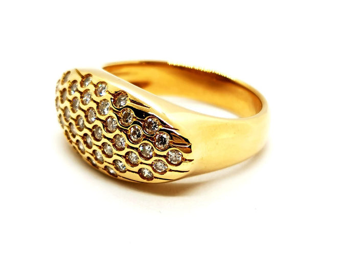 Bague 54 Bague en or jaune 18 carats sertie de diamants 58 Facettes 1292363CN