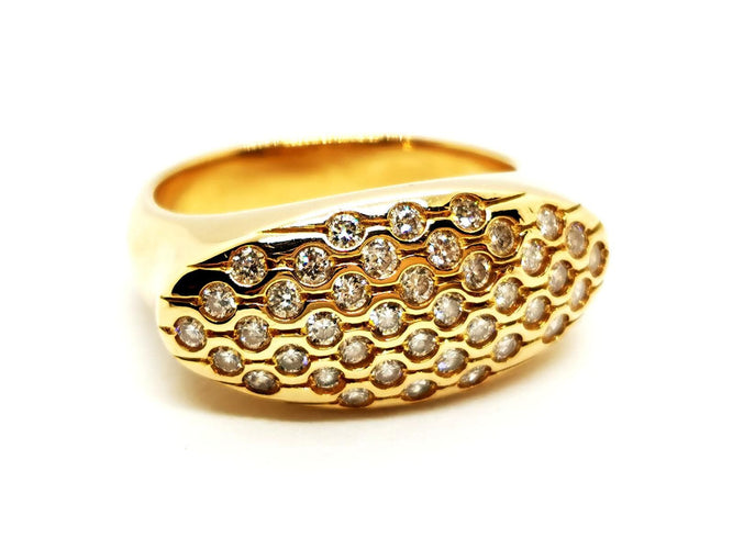 Bague 54 Bague en or jaune 18 carats sertie de diamants 58 Facettes 1292363CN