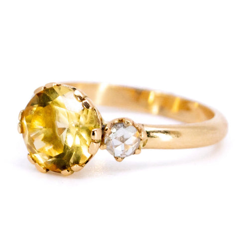 Bague 54.5 Bague en or 18 ct avec citrine et diamants taille rose 58 Facettes 39F2056E6344403BAB2DAE4831F6E744
