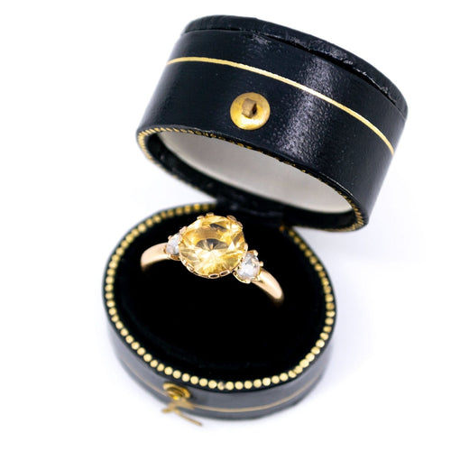 Bague 54.5 Bague en or 18 ct avec citrine et diamants taille rose 58 Facettes 39F2056E6344403BAB2DAE4831F6E744