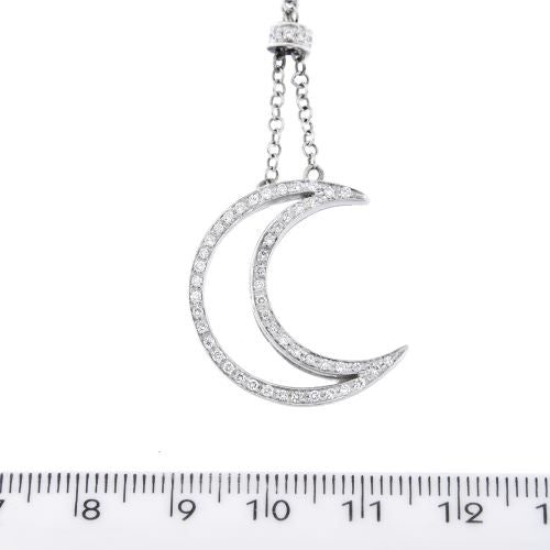 Collier Collier - Pendentif lune en or blanc 18 carats et diamants 58 Facettes 13249