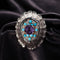 Bague 60 Bague nénuphar en or blanc 18 carats, améthyste, turquoises et diamants 58 Facettes 20762