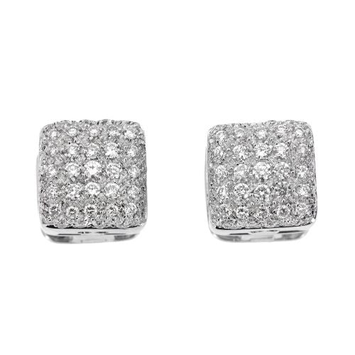 Boucles d'oreilles Boucles d'oreilles - Puces carrées en or blanc 18 kt et diamants 58 Facettes 13519