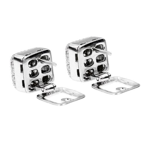 Boucles d'oreilles Boucles d'oreilles - Puces carrées en or blanc 18 kt et diamants 58 Facettes 13519