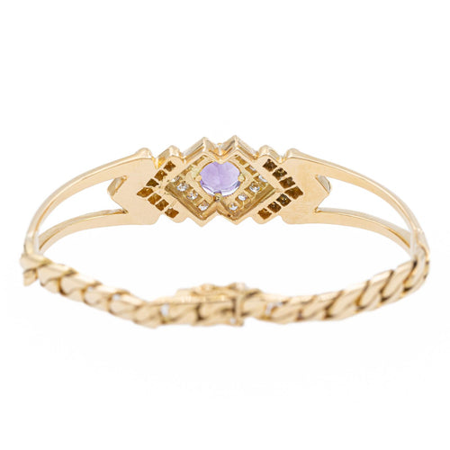 Bracelet Bracelet semi-rigide en or jaune 18 carats, améthyste et diamants 58 Facettes 1352336CN