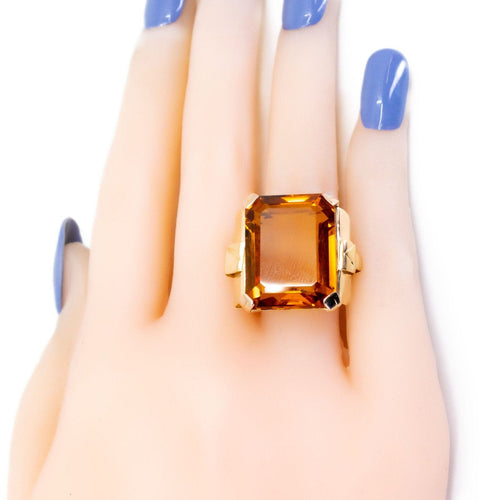 Bague 58 Bague rétro en or jaune 18k avec citrine 58 Facettes 2F4EA441C5C14EB884C8D70C86286696