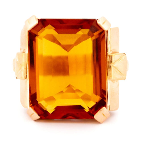Bague 58 Bague rétro en or jaune 18k avec citrine 58 Facettes 2F4EA441C5C14EB884C8D70C86286696