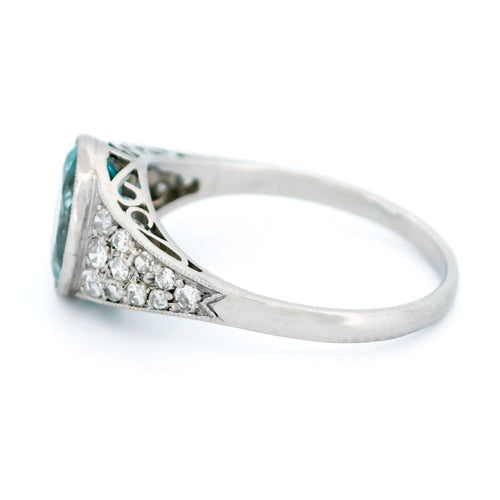 Bague 55.5 Bague en platine avec aigue-marine et diamants 58 Facettes 8CC48577AEF742F9803A387625EB06B3