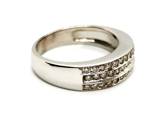 Bague 55 Bague en or blanc 18 carats sertie de diamants 58 Facettes 1430573CN