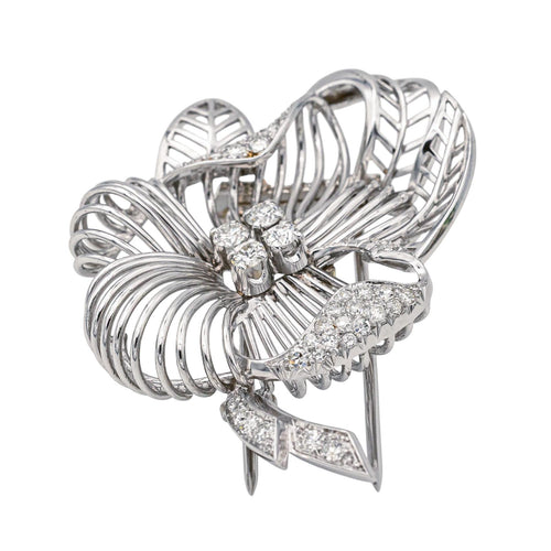 Broche Broche fleur en or blanc 18 carats et diamants 58 Facettes 1480252CN
