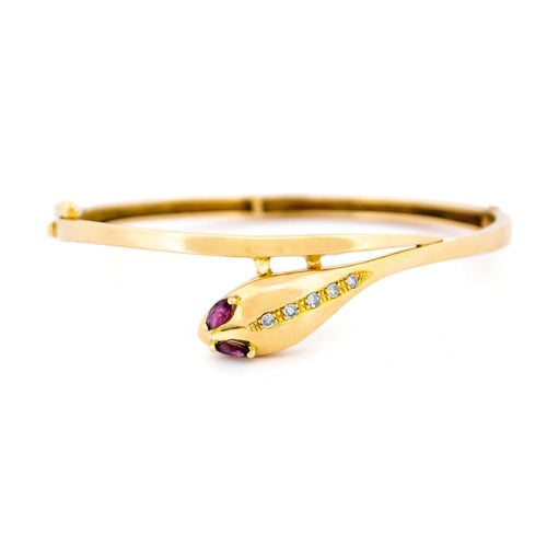 Bracelet Bracelet serpent en or 14 carats avec rubis et diamants 58 Facettes BE761473E43D42538A6A81CB32554F38