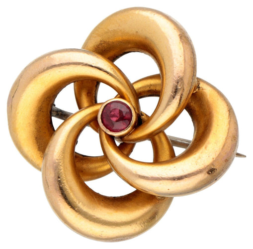 Broche Broche nœud en or 14 carats et grenat 58 Facettes CB0CB36068F243BE8E0A9551AFFAC733