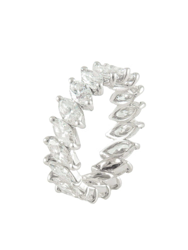 Bague 52 Alliance Éternité en or blanc 18k sertie de diamants marquise 58 Facettes 200012