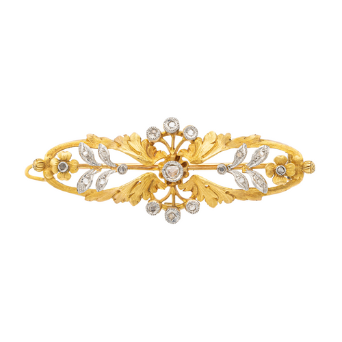 Broche Broche fleur en or jaune et or blanc 18 carats, diamants 58 Facettes 1520142CN