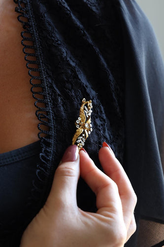 Broche Broche fleur en or jaune et or blanc 18 carats, diamants 58 Facettes 1520142CN