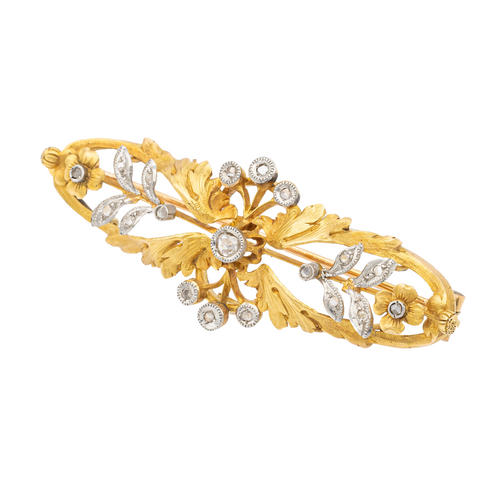 Broche Broche fleur en or jaune et or blanc 18 carats, diamants 58 Facettes 1520142CN