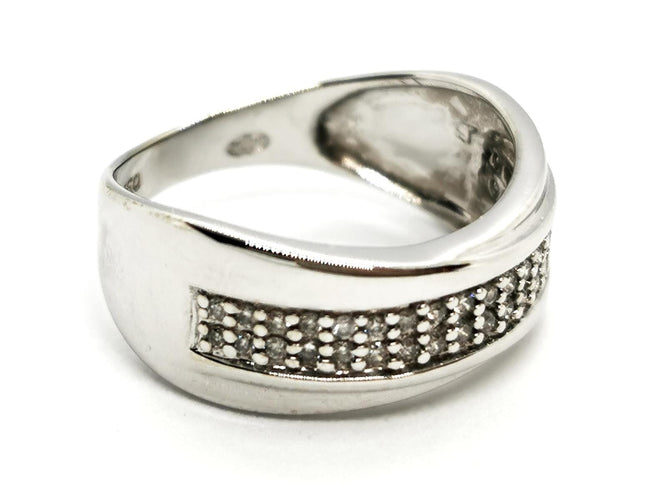 Bague 54 Bague en or blanc 18 carats sertie de diamants taille brillant 58 Facettes 1523673CN
