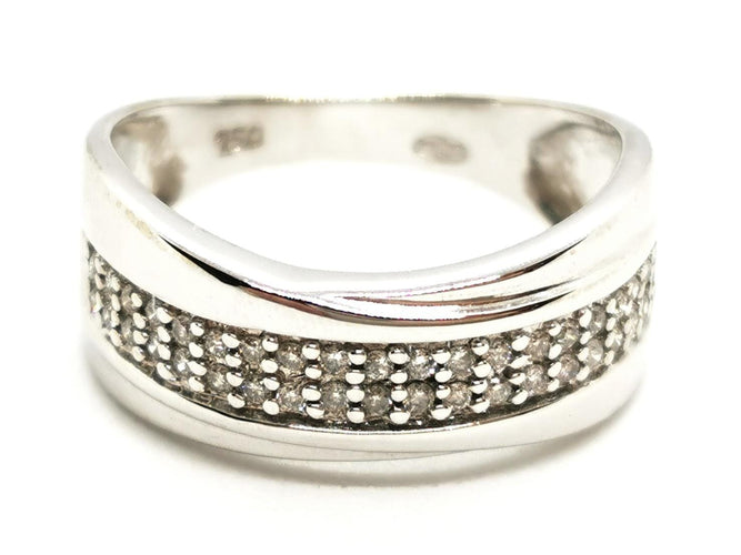 Bague 54 Bague en or blanc 18 carats sertie de diamants taille brillant 58 Facettes 1523673CN