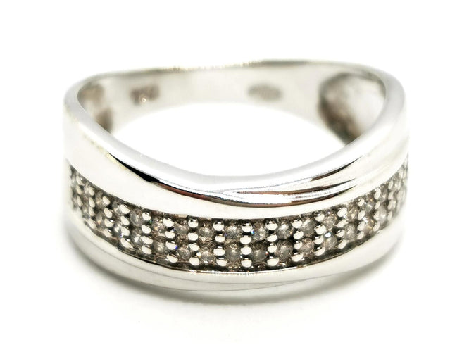Bague 54 Bague en or blanc 18 carats sertie de diamants taille brillant 58 Facettes 1523673CN