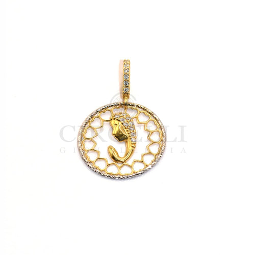 Pendant Stylized Madonna pendant in 18k two-tone yellow gold 58 Facettes NM01OG15AAZAR