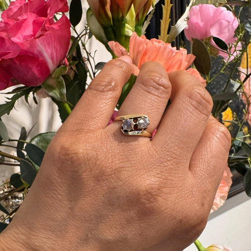 Bague 51 Bague Toi & Moi en or jaune 14 carats et diamants 58 Facettes 1D46F405831945E9B01B168B75EB73B7