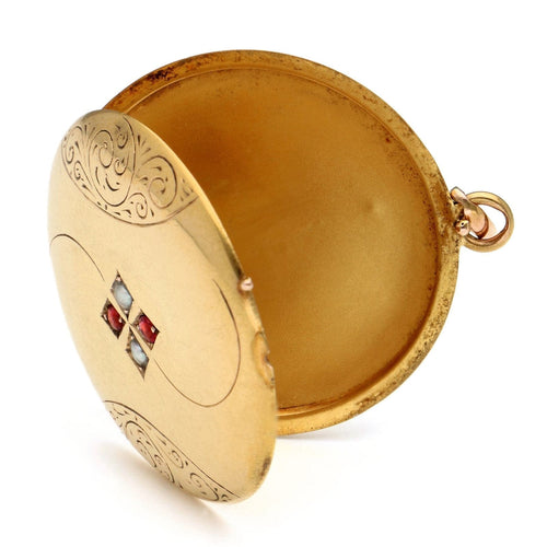 Pendentif Médaillon en or jaune 18 carats avec perles de verre rouges 58 Facettes 0A26BBA6859A4862A668B44D29795102