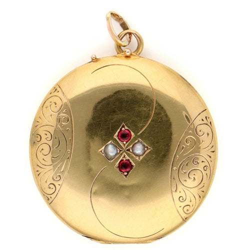 Pendentif Médaillon en or jaune 18 carats avec perles de verre rouges 58 Facettes 0A26BBA6859A4862A668B44D29795102