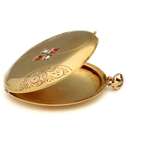 Pendentif Médaillon en or jaune 18 carats avec perles de verre rouges 58 Facettes 0A26BBA6859A4862A668B44D29795102