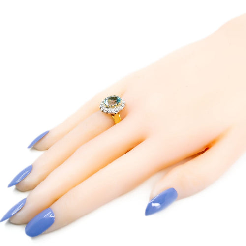 Bague 54.5 Bague grappe en or jaune 18 k, aigue-marine et diamants 58 Facettes E712C420332A4B61B242A174B74796B1