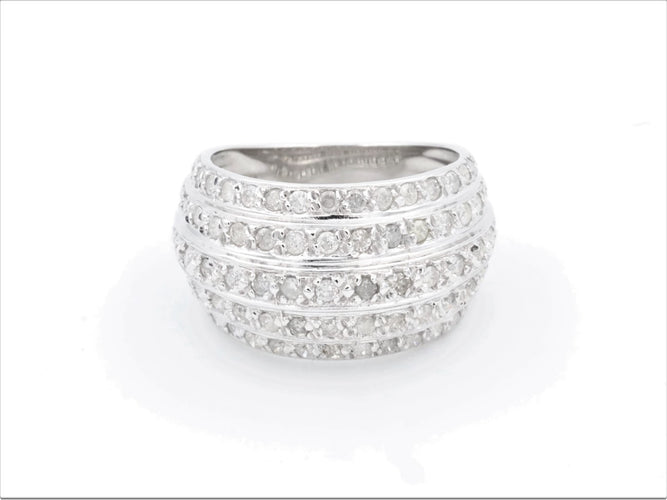 Bague 54 Bague pavée de diamants en or blanc 18 carats 58 Facettes 1589226CN