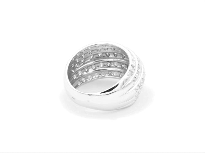 Bague 54 Bague pavée de diamants en or blanc 18 carats 58 Facettes 1589226CN