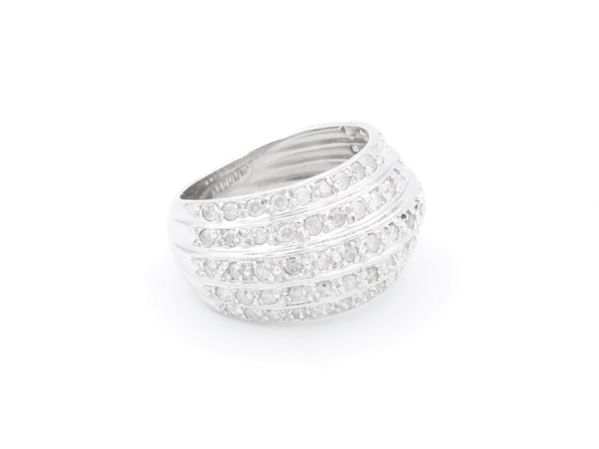 Bague 54 Bague pavée de diamants en or blanc 18 carats 58 Facettes 1589226CN