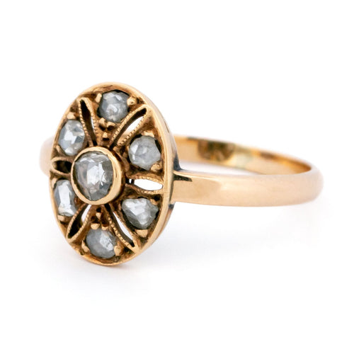 Bague 54 Bague ovale en or 14 carats et diamants taille rose 58 Facettes 9C9C6547271F41A4A36536569F58E921