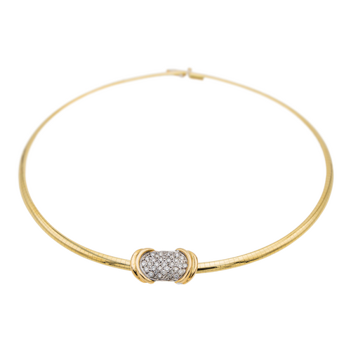 Collier Collier maille oméga en or jaune et blanc 18 carats avec diamants 58 Facettes 1597906CN