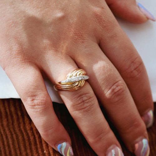 Bague 58 Bague en or rose 18 carats pavée de 7 diamants 58 Facettes 16026