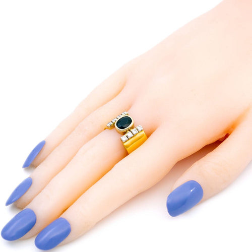 Bague 60 Bague en or jaune 18 carats avec saphir et diamants 58 Facettes D50E95EF82E04E438AFB11433201E0E8