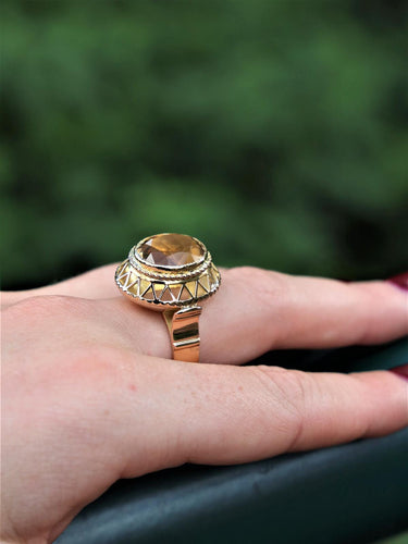 Bague 59 Bague vintage en or jaune 18 carats et citrine 58 Facettes 1628827CN