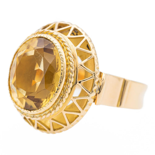 Bague 59 Bague vintage en or jaune 18 carats et citrine 58 Facettes 1628827CN