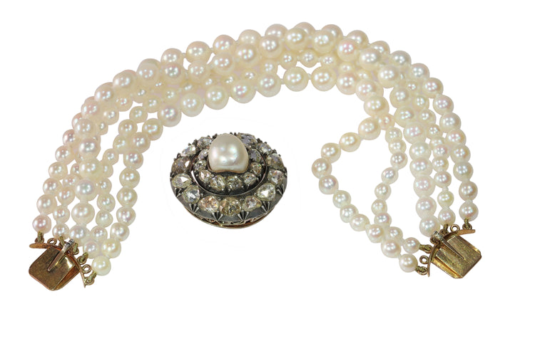 Bracelet Bracelet victorien en or rouge 18k, argent, perles et diamants 58 Facettes 16323-0044