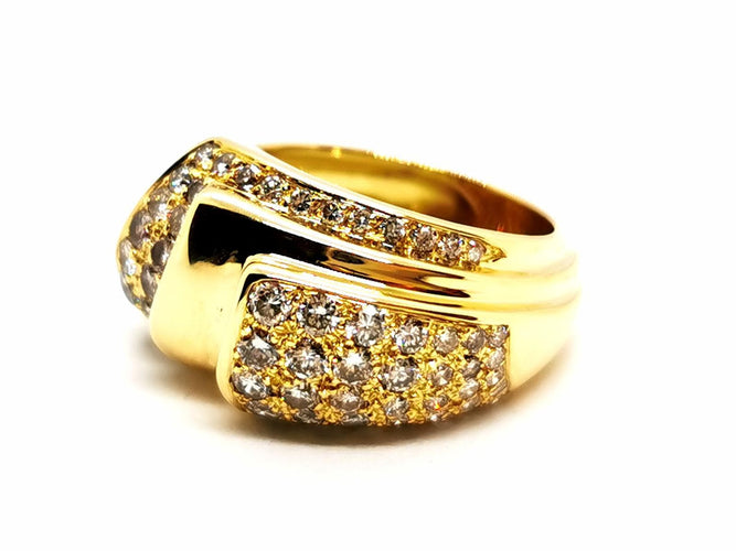 Bague 52 Bague en or jaune 18 carats sertie de diamants 58 Facettes 1637024CN