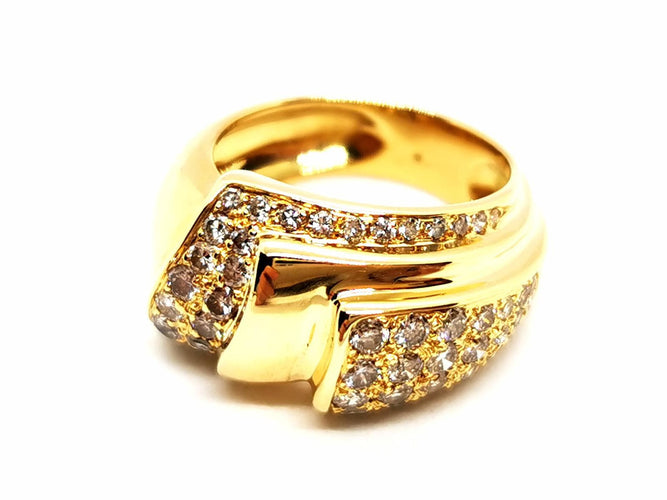 Bague 52 Bague en or jaune 18 carats sertie de diamants 58 Facettes 1637024CN
