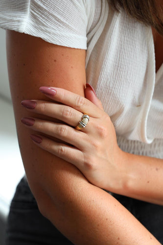 Bague 55 Bague en or jaune et or blanc 18 carats avec diamants 58 Facettes 1639196CN