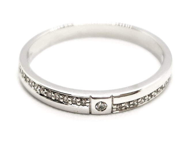 Bague 54 Bague demi-alliance en or blanc 18 carats et diamants 58 Facettes 1650248CN