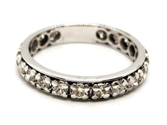 Bague 59 Alliance - Bague en or blanc 18 carats et diamants 58 Facettes 1653945CN