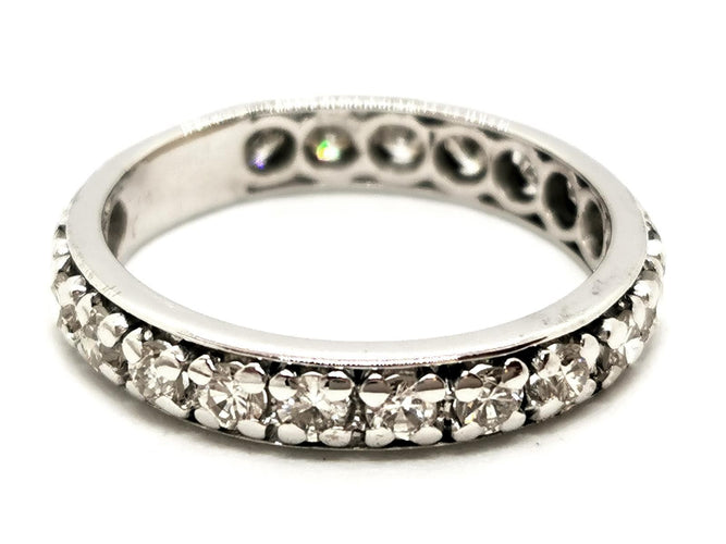 Bague 59 Alliance - Bague en or blanc 18 carats et diamants 58 Facettes 1653945CN