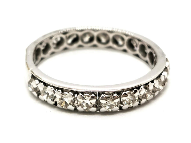 Bague 59 Alliance - Bague en or blanc 18 carats et diamants 58 Facettes 1653945CN