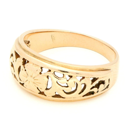 Bague 55.5 Bague filigranée Art nouveau en or jaune 14 carats 58 Facettes B6DEA5888AF34FF9A06AEF61361E3E1A